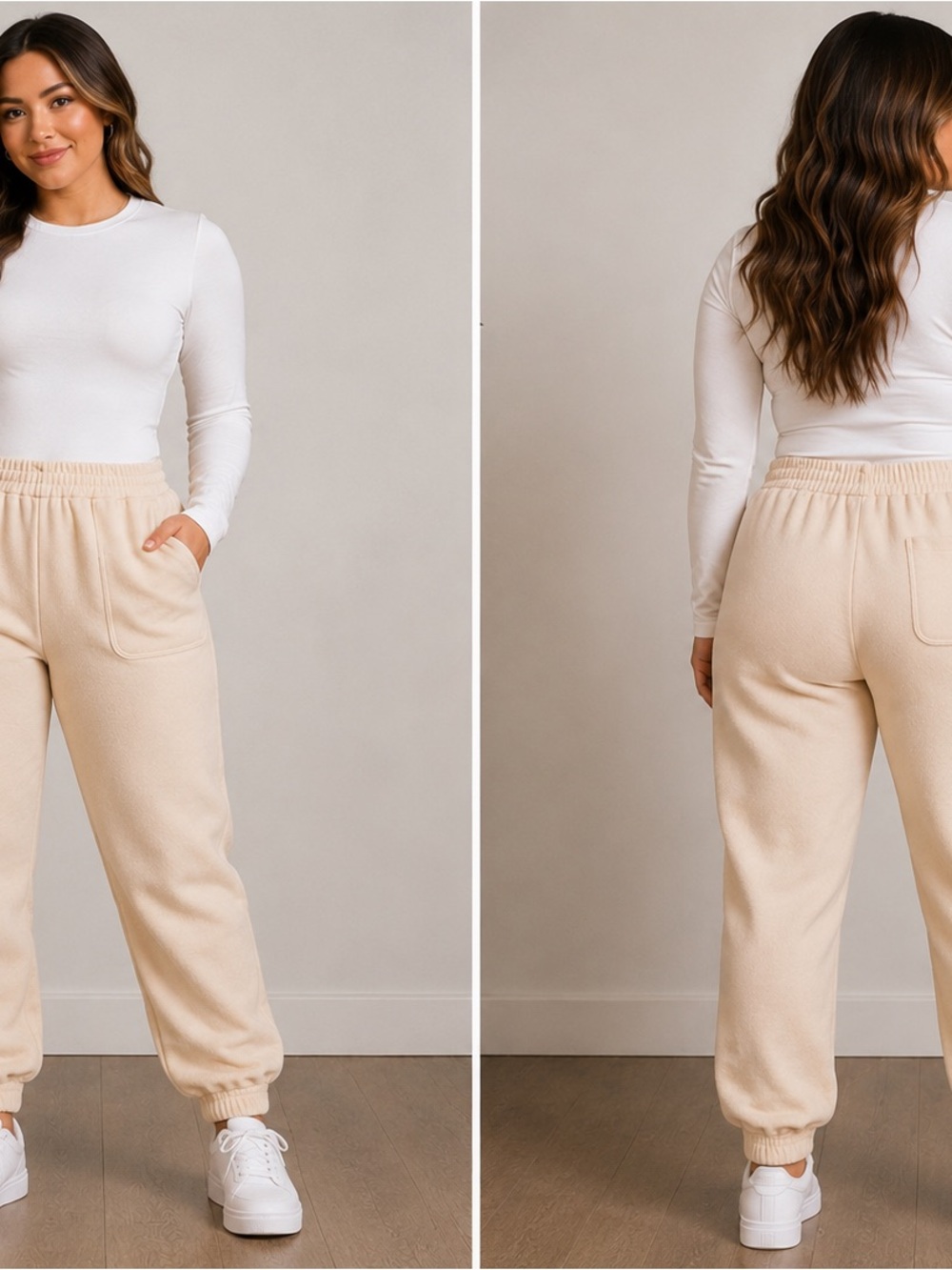 Bloomingdale’s Cream Heavyweight Fleece Lined Joggers